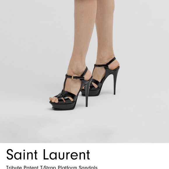Saint Laurent tribute T-strap platform sandal heels - Picture 15 of 16